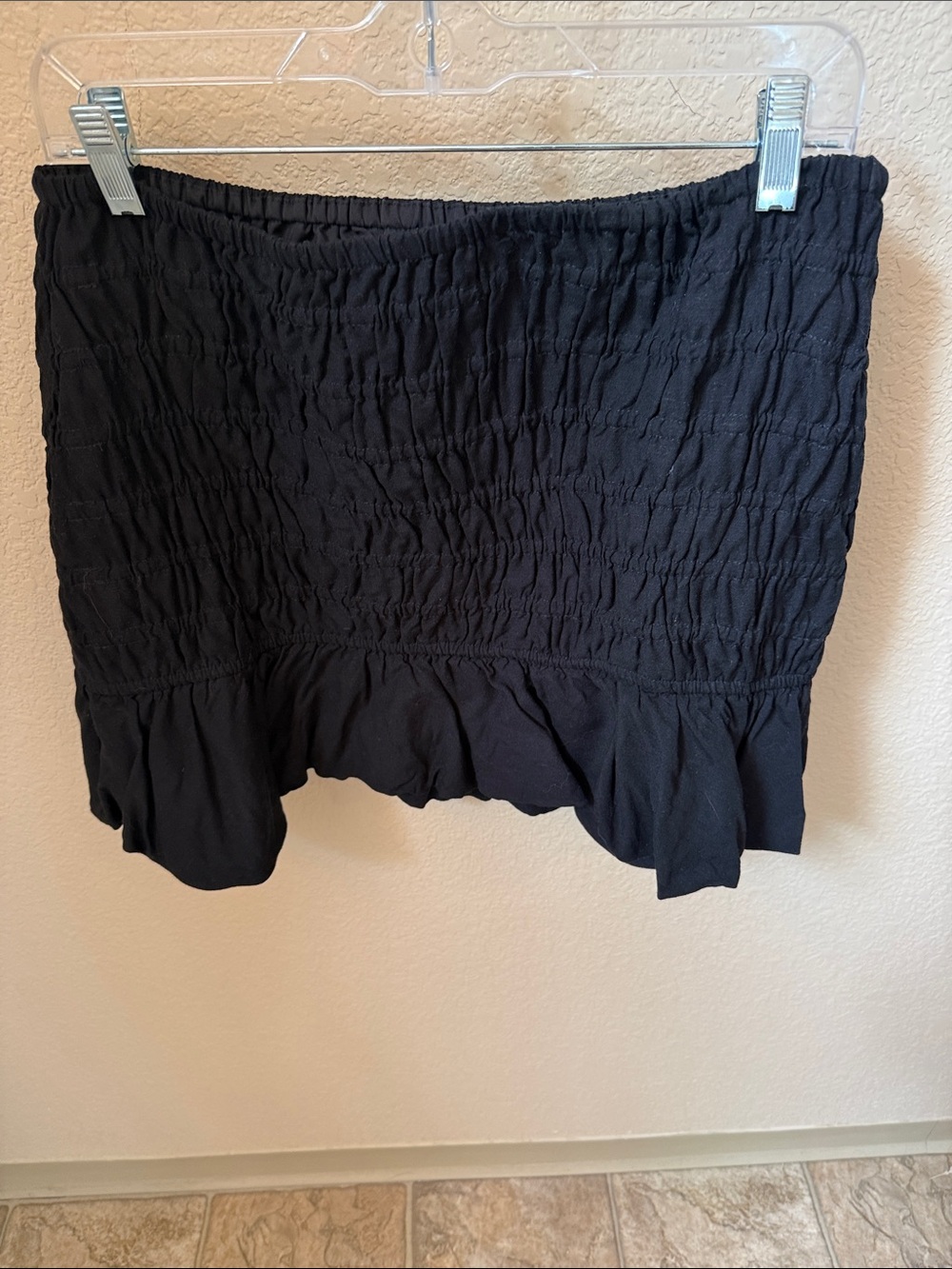 Bar III Black Smocked Ruffle Mini Skirt